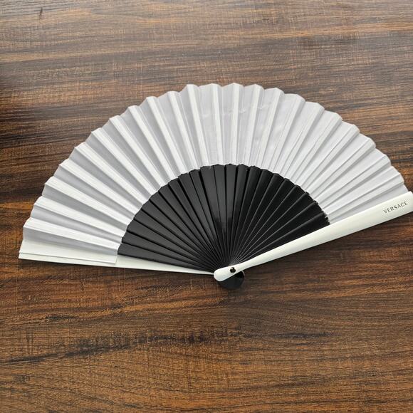 Versace Foldable Hand Fan in Black/White - Picture 2 of 8